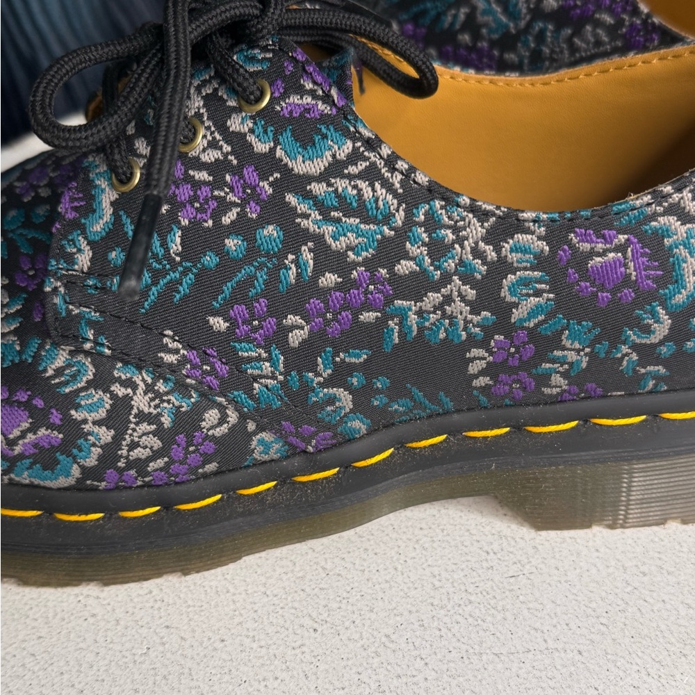 Dr. Martens 1461 Floral Jacquard Black Purple Mens Sz 7 or Women sz 9 NWOB - Picture 7 of 13